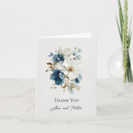 Blauer und weißer Painterly Floral Wedding Vielen Einladung
