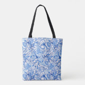 Blauer und weißer Paisley Blütenfrühling Geblüht Tasche (Rückseite)
