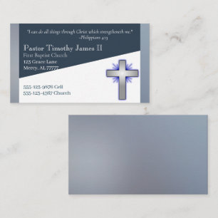 Blauer und weißer Pastor oder Deacon Cross Visitenkarte