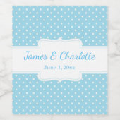 Blauer und weißer Polka-Dot-Wein-Label Weinetikett (Einzelnes Label)