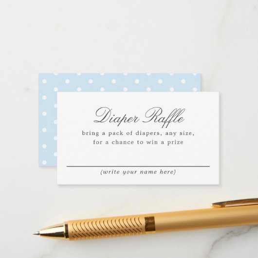 Blauer und weißer Polka DotBaby Duschduschabwasche Begleitkarte (Vorderseite/Rückseite Beispiel)