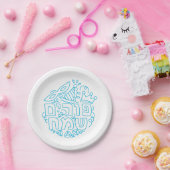 Blauer und weißer Purim-Papierteller Pappteller (Party)