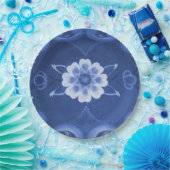 Blauer und weißer Rosemaling PapierTeller (Party)