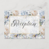 Blauer und weißer, rustikaler goldfarbener Rahmen  Begleitkarte (Vorderseite)