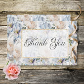 Blauer und weißer, rustikaler goldfarbener Rahmen  Dankeskarte