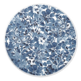 Blauer und weißer Schmetterling Keramikknauf