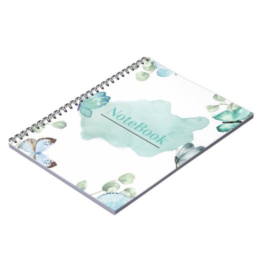 Blauer und weißer Schmetterlingsspiral (80 P.) Notizblock (Linke Seite)