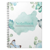 Blauer und weißer Schmetterlingsspiral (80 P.) Notizblock (Vorderseite)