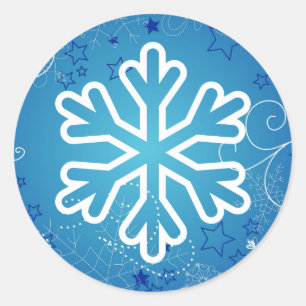 Blauer und weißer Schneeblume - Kreisaufkleber Runder Aufkleber