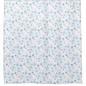 Blauer und weißer Schneeflocken Duschvorhang (Vorderseite)