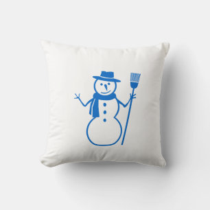 blauer und weißer Schneemann und FROHE WEIHNACHTEN Kissen