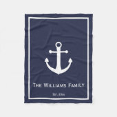 Blauer und weißer Seemitternachtsanker Fleecedecke (Vorderseite)