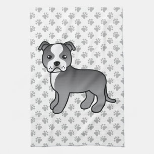 Blauer und weißer Staffordshire Bull Terrier Hund Geschirrtuch
