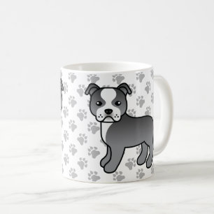 Blauer und weißer Staffordshire Bull Terrier Hund Kaffeetasse
