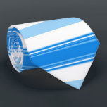 Blauer und weißer Streifen Krawatte<br><div class="desc">Diese Krawatte kennzeichnet einen horizontalen mittleren blauen,  hellblauen und weißen gestreiften Entwurf.</div>