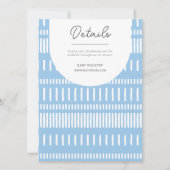 Blauer und weißer Streifen Paint Stroke Baby Dusch Einladung (Rückseite)