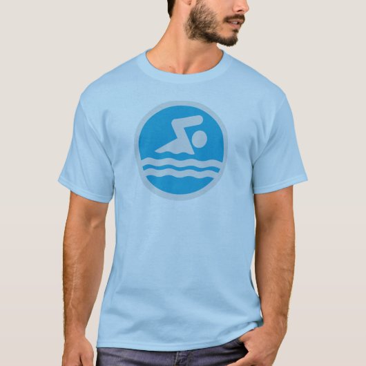 Blauer und weißer T - Shirt zum Baden oder Baden (Vorderseite)