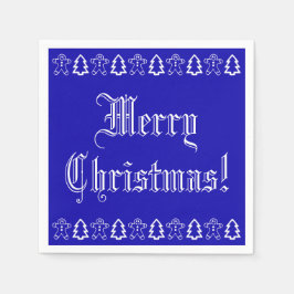 Blauer und weißer Weihnachtsbaum Gingerbread Mann Serviette