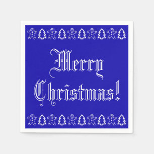 Blauer und weißer Weihnachtsbaum Gingerbread Mann  Serviette