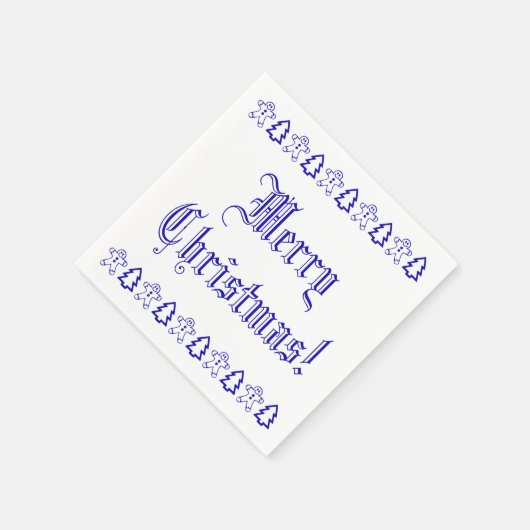 Blauer und weißer Weihnachtsbaum Gingerbread Mann  Serviette (Ecke)