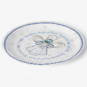 Blauer und weißer Weihnachtsgel des Glaubens und d Pappteller (Schrägansicht)