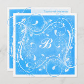 Blauer und weißer Wirbel Hochzeitsempfang Einladung (Vorne/Hinten)