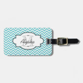 Blauer und weißer Zickzack Streifen-Gepäck-Umbau Gepäckanhänger (Vorderseite horizontal)