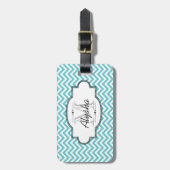 Blauer und weißer Zickzack Streifen-Gepäck-Umbau Gepäckanhänger (Vorderseite vertikal)