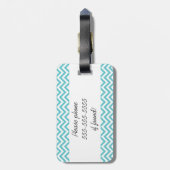 Blauer und weißer Zickzack Streifen-Gepäck-Umbau Gepäckanhänger (Rückseite vertikal)