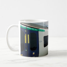 Blauer und weißer Zug Kaffeetasse
