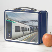 Blauer und weißer Zug Metall Brotdose (Beispiel)