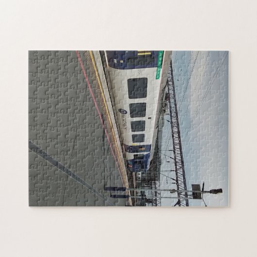 Blauer und weißer Zug Puzzle (Horizontal)