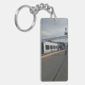 Blauer und weißer Zug Schlüsselanhänger (Vorderseite links)
