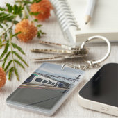 Blauer und weißer Zug Schlüsselanhänger (Vorderseite rechts)