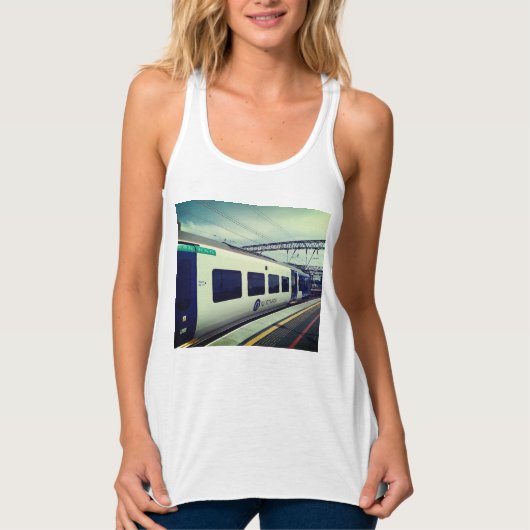 Blauer und weißer Zug Tank Top (Vorderseite)