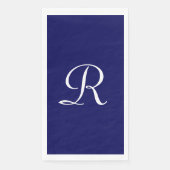 Blauer und weißes Mit Monogramm Papierhandtuch Serviette (Vorderseite)