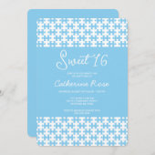 Blauer und weißes Puzzle Schecksüß 16 Einladung (Vorne/Hinten)