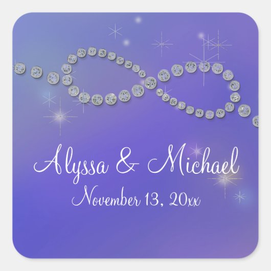 Blauer Unendlichkeitssymbol - unendliche Liebe-Twi Quadratischer Aufkleber (Vorderseite)