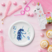 Blauer Unicorn-Papier-Teller Pappteller (Party)