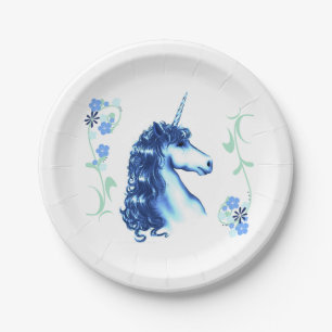 Blauer Unicorn-Papier-Teller Pappteller