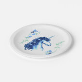 Blauer Unicorn-Papier-Teller Pappteller (Schrägansicht)