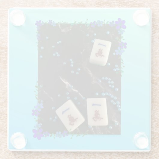 Blauer Untersetzer aus Mahjong (Rückseite)