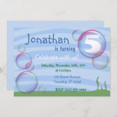 Blauer Unterwasserblasen Kind Einladungen zum Gebu (Vorne/Hinten)