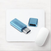 Blauer USB-c-Blitzstift Mousepad (Mit Mouse)