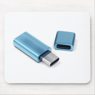 Blauer USB-c-Blitzstift Mousepad