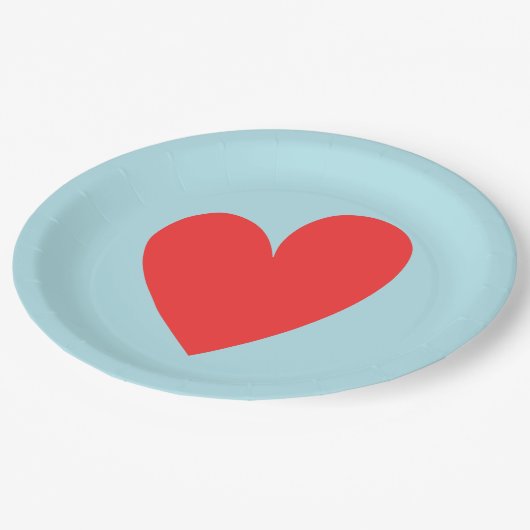 Blauer Valentinstag Pappteller (Schrägansicht)
