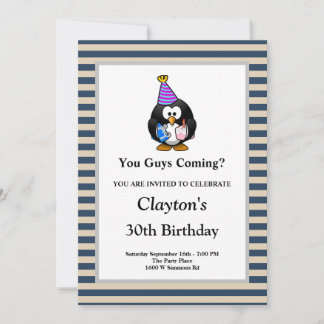 Blauer Vanilla Streifen Gerahmte Sonntagsparty Einladung