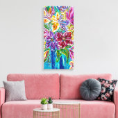 Blauer Vase Blütenfarbenfrohe gezapfte Canvas Prin Leinwanddruck (Insitu (Wohnzimmer))