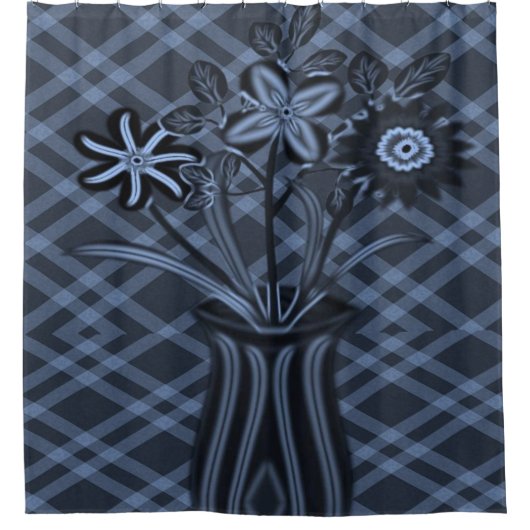 Blauer Vasenduschvorhang Duschvorhang (Vorderseite)