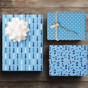 Blauer Vatertag Geschenkpapier Set